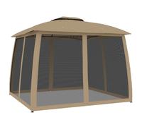 vidaXL Pavillon avec double toit & parois en filet Taupe 2,93x2,93 m Acier