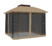 vidaXL Pavillon avec double toit & parois en filet Taupe 2,94x2,94 m Acier
