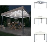 vidaXL Pavillon avec guirlande lumineuse LED 300x300 cm Blanc crème Aluminium - Pavillons & Tentes de réception