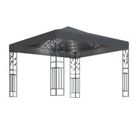 vidaXL Pavillon avec guirlande lumineuse LED 3x3 m Anthracite