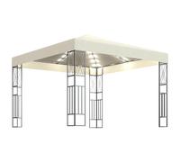 vidaXL Pavillon avec guirlande lumineuse LED 3x3 m Crème Tissu