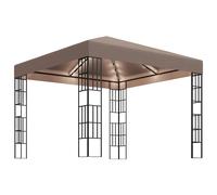 vidaXL Pavillon avec guirlande lumineuse LED 3x3 m Taupe