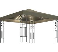 vidaXL Pavillon avec guirlande lumineuse LED 3x3 m Taupe