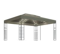vidaXL Pavillon avec guirlande lumineuse LED 3x4 m Taupe