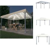 vidaXL Pavillon avec guirlande lumineuse LED 400x300 cm Blanc crème Aluminium - Pavillons & Tentes de réception