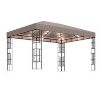 vidaXL Pavillon avec guirlande lumineuse LED 4x3 m Taupe