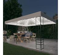 vidaXL Pavillon avec guirlande lumineuse LED 4x3x2,7 m Blanc – Résistant à l'eau