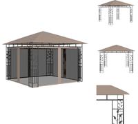vidaXL Pavillon avec moustiquaire 3x3x2,73 m Taupe 180 g/m² - Pavillons & Tentes de réception