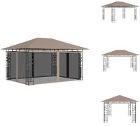 vidaXL Pavillon avec moustiquaire 4x3x2,73 m Taupe 180 g/m² - Pavillons & Tentes de réception