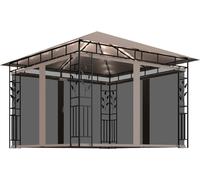 vidaXL Pavillon avec moustiquaire & guirlande lumineuse LED 3x3x2,73 m Taupe