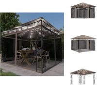 vidaXL Pavillon avec moustiquaire & guirlande lumineuse LED 3x3x2,73 m Taupe - Pavillons & Tentes de réception