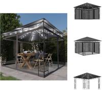 vidaXL Pavillon avec moustiquaire & guirlande lumineuse LED 3x3x2,73m Anthracite - Pavillons & Tentes de réception
