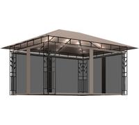 vidaXL Pavillon avec moustiquaire & guirlande lumineuse LED 4x3x2,73 m Taupe