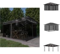 vidaXL Pavillon avec moustiquaire & guirlande lumineuse LED 4x3x2,73m Anthracite - Pavillons & Tentes de réception