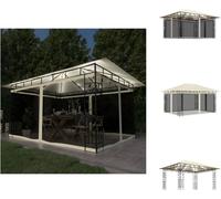 vidaXL Pavillon avec moustiquaire & guirlande lumineuse LED 4x3x2,73m blanc crème - Pavillons & Tentes de réception