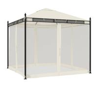 vidaXL Pavillon avec murs en filet Crème 2,93x2,93 m Acier