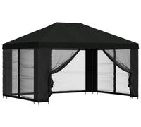 vidaXL, pavillon avec parois latérales, 4 x 3 mètres, noir, polyester et acier