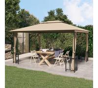 vidaXL Pavillon avec parois latérales & double toit 3x4 m Taupe