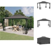 vidaXL Pavillon avec parois latérales et double toit 3 x 4 m, anthracite - Pavillons et tentes de réception