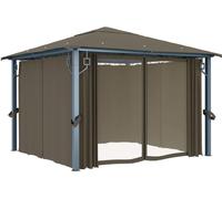 vidaXL Pavillon avec rideau 300x300 cm Taupe Aluminium
