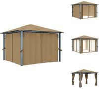 vidaXL Pavillon avec rideau 300x300 cm Taupe Aluminium - Pavillons & Tentes de réception