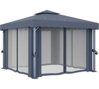 vidaXL Pavillon avec rideau 3x3 m Anthracite Aluminium