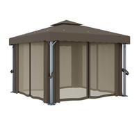 vidaXL Pavillon avec rideau 3x3 m Taupe Aluminium
