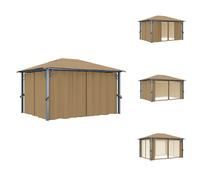 vidaXL Pavillon avec rideau 400x300 cm Taupe Aluminium - Pavillons & Tentes de réception