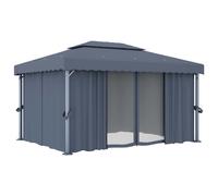 vidaXL Pavillon avec rideau 4x3 m Anthracite Aluminium