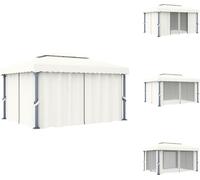 vidaXL Pavillon avec rideau 4x3 m Blanc crème Aluminium - Pavillons & Tentes de réception