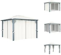 vidaXL Pavillon avec rideaux 300 x 300 cm Crème Aluminium - Pavillons & Tentes de réception