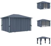 vidaXL Pavillon avec rideaux 400×300 cm Anthracite Aluminium - Pavillons & Tentes de réception