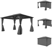 vidaXL Pavillon avec rideaux Anthracite Aluminium 400 x 300 cm - Pavillons & Tentes de réception
