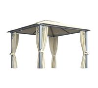 vidaXL Pavillon avec rideaux & guirlande lumineuse LED 300x300 cm Crème Alu