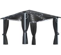 vidaXL Pavillon avec rideaux & guirlande lumineuse LED 3x3 m Anthracite Alu