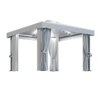 vidaXL Pavillon avec rideaux & guirlande lumineuse LED 3x3 m blanc crème