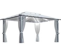 vidaXL Pavillon avec rideaux & guirlande lumineuse LED 400x300 cm Crème Alu
