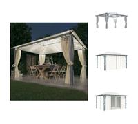 vidaXL Pavillon avec rideaux & guirlande lumineuse LED 400x300 cm Crème Alu - Pavillons & Tentes de réception