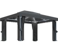 vidaXL Pavillon avec rideaux & guirlande lumineuse LED 4x3 m Anthracite