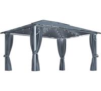 vidaXL Pavillon avec rideaux & guirlande lumineuse LED 4x3 m Anthracite Alu