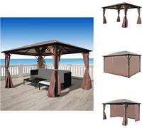 vidaXL Pavillon avec rideaux Marron Aluminium 400 x 300 cm - Pavillons & Tentes de réception