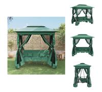 vidaXL Pavillon de jardin avec balançoire hollywoodienne Vert Tissu & acier - Balançoires hollywoodiennes