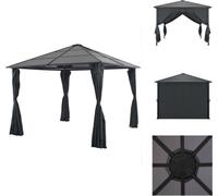 vidaXL Pavillon de jardin avec rideau aluminium 3×3 m Noir - Pavillons & Tentes de réception