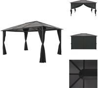 vidaXL Pavillon de jardin avec rideau aluminium 4×3×2,6 m Noir - Pavillons & Tentes de réception