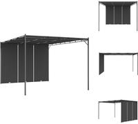 vidaXL Pavillon de jardin avec rideau latéral 4x3x2,25 m Anthracite - Pavillons & Tentes de réception