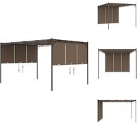 vidaXL Pavillon de jardin avec rideau latéral 4x3x2,25 m Taupe - Pavillons & Tentes de réception