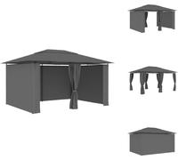 vidaXL Pavillon de jardin avec rideaux 4 x 3 m Anthracite - Pavillons & Tentes de réception
