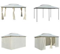 vidaXL Pavillon de jardin avec rideaux 4x3 m Blanc - Pavillon de jardin - Pavillons de jardin - Pavillon En plein air