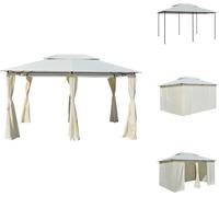vidaXL Pavillon de jardin avec rideaux 4x3 m Blanc - Pavillons & Tentes de réception