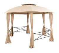 vidaXL Pavillon de jardin avec rideaux Hexagonal 360x265 cm